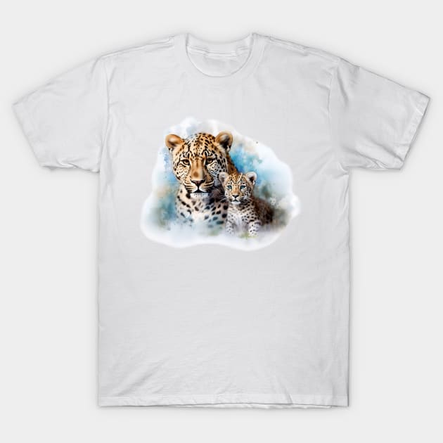 Mother and Baby Leopard Cub T-Shirt by Geminiartstudio